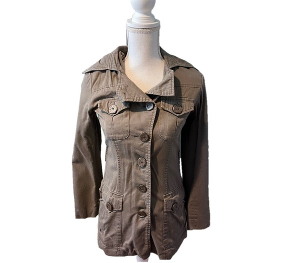 None Jackets & Blazers - OLIVE GREEN LONG BELTED UTILITY JACKET